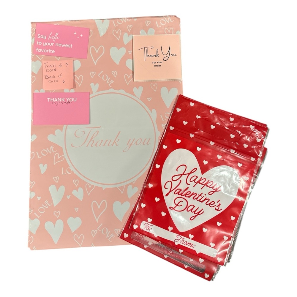 Valentine’s Day Seller Bundle Polymailers Stickers Thank You Cards Bags